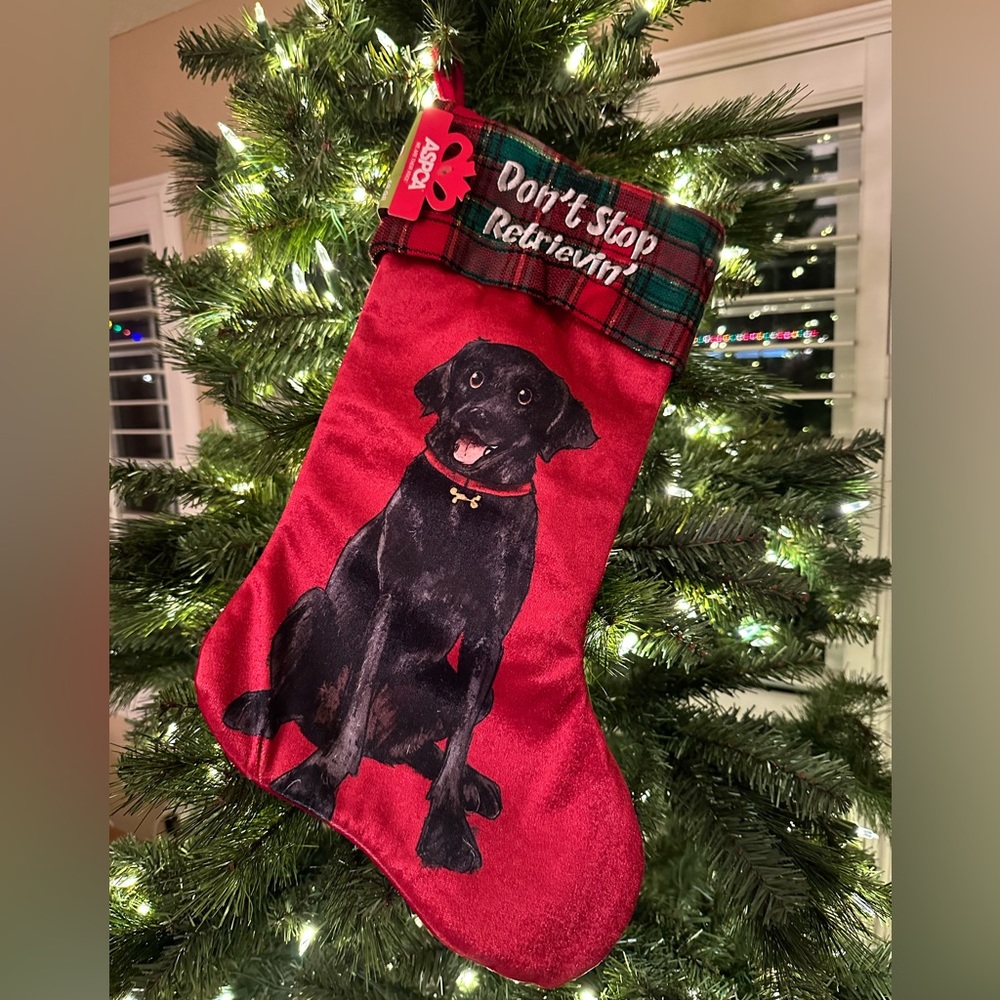 ASPCA Christmas Black Labrador Retriever Dog Holiday Stocking NWT